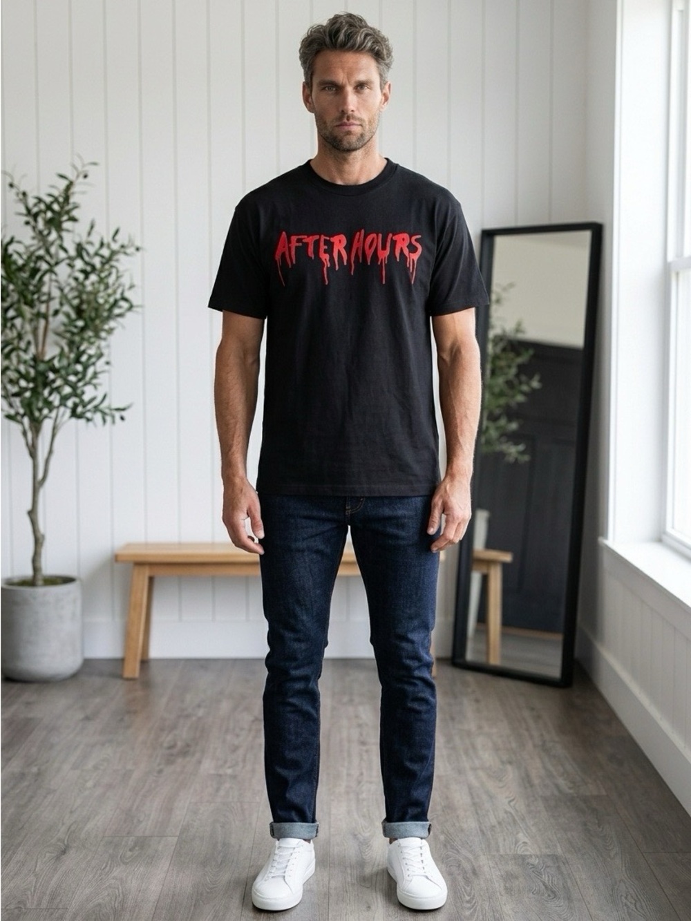 VLONE Black Short-Sleeve Tee with Red 'Afterhours' Graphic